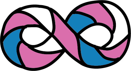 the Genderbility logo, an infinity symbol in the colours of the transgender flag; blue, white, and pink. The image is also a link to our website, when you click it.